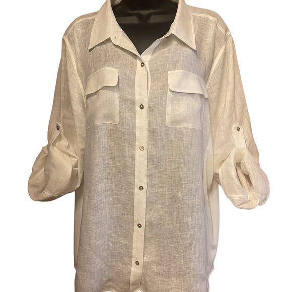 Great soft white Calvin Klein blouse. - Picture 2 of 6